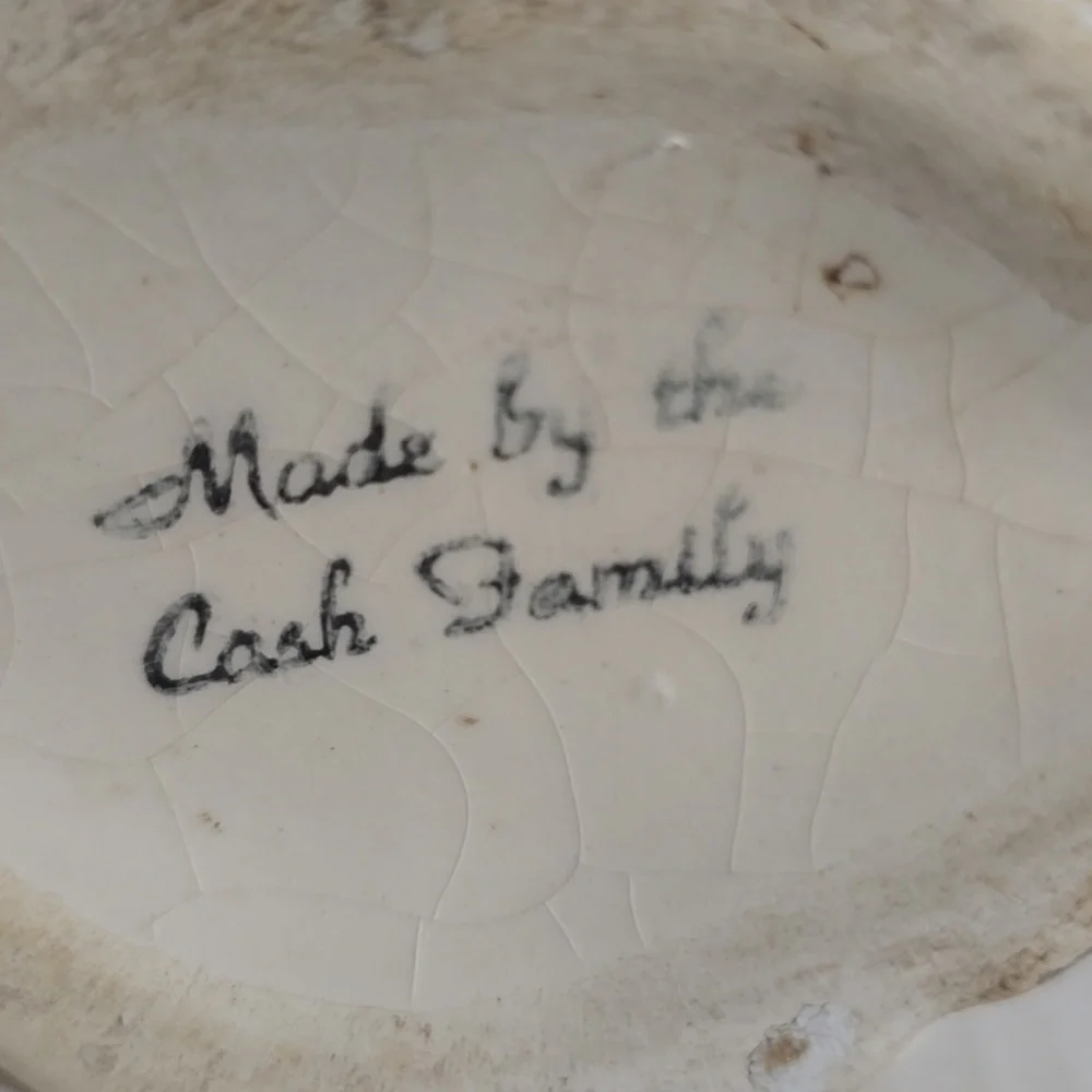 Vintage Hand Painted Cash Family Blue Ridge Pottery Violin Vase / Wall Pocket